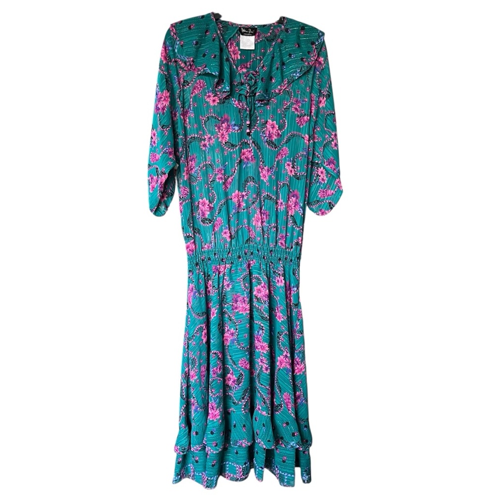 Diane Freis Original Vintage Maxi Dress Boho Floral Cottagecore 80s 90s